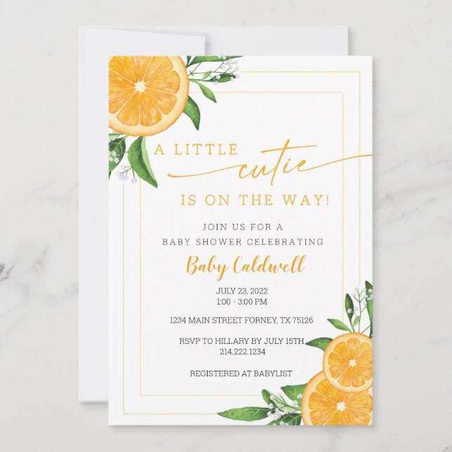 LITTLE CUTIE BABY SHOWER INVITATION (Front)