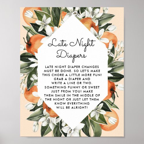 Little Cutie Baby Shower Late Night Diapers Poster