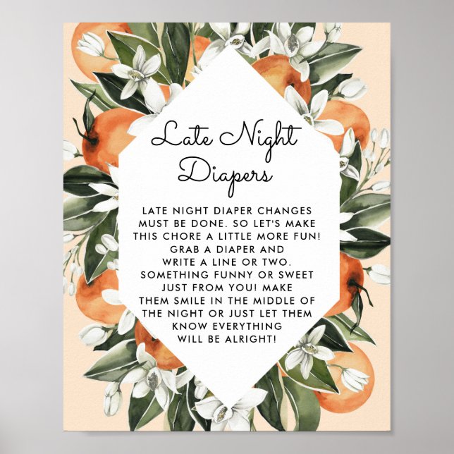 Little Cutie Baby Shower Late Night Diapers Poster (Front)
