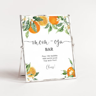 Little cutie baby shower Mom-osa bar sign