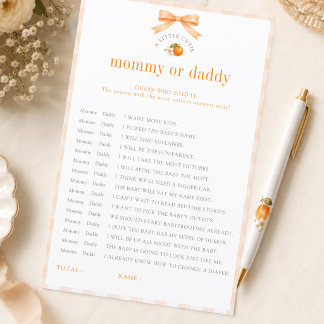 Little Cutie Baby Shower Mommy Or Daddy Guess Game