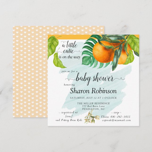 Little Cutie Baby Shower Orange (Front/Back)
