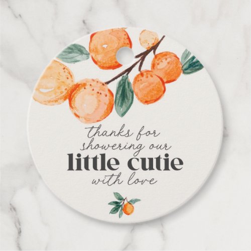little cutie baby shower orange citrus favor tag