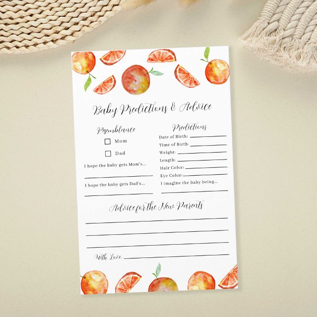 Little Cutie Baby Shower Predictions & Advice Game (Creator Uploaded)