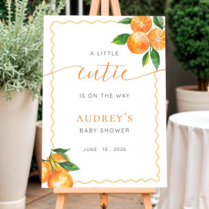 Little Cutie Baby Shower Sign, Orange Citrus Welco Foam Board