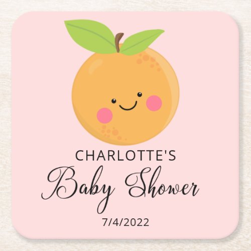Little cutie Baby Shower Square Paper Coaster