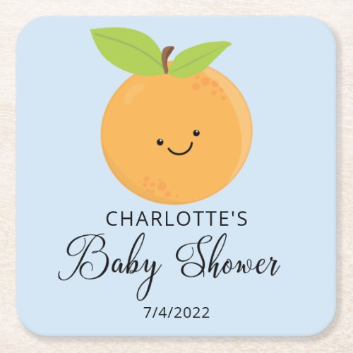 Little cutie Baby Shower Square Paper Coaster