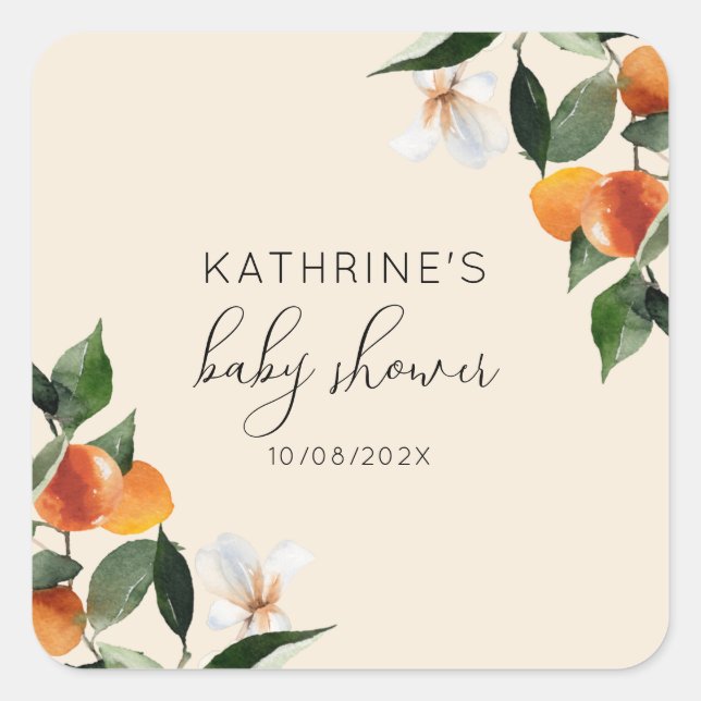 little cutie baby shower square sticker (Front)