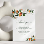 little cutie baby shower thank you card<br><div class="desc">Baby shower thank you card with script and citrus oranges. The text and colors can be personalized.</div>