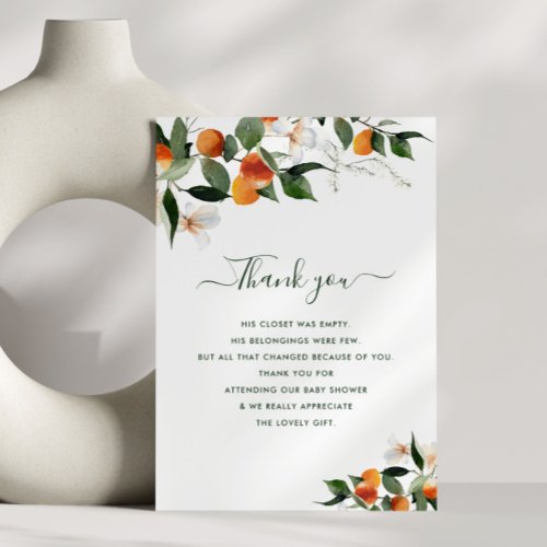 little cutie baby shower thank you card