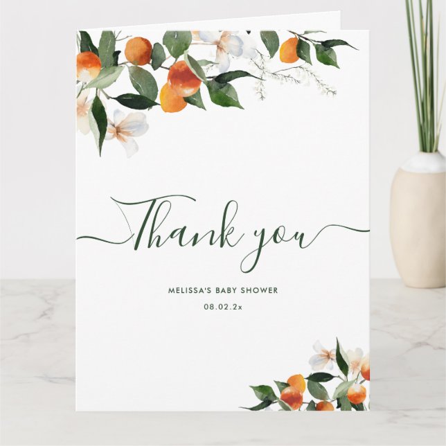 little cutie baby shower thank you card (Front)