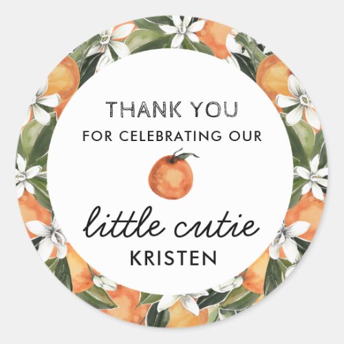 Little Cutie Baby Shower Thank You Favor Classic Round Sticker