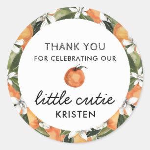 Little Cutie Baby Shower Thank You Favor Classic Round Sticker