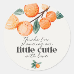 Little cutie baby shower thank you favor classic round sticker