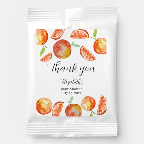 Little Cutie Baby Shower Thank you Orange Lemonade Drink Mix