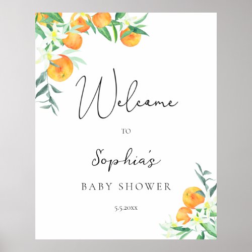 Little cutie baby shower welcome poster