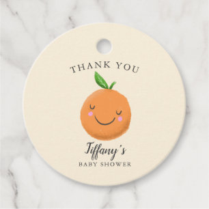 Little Cutie Baby Shower Yellow Clementine Favor Tags
