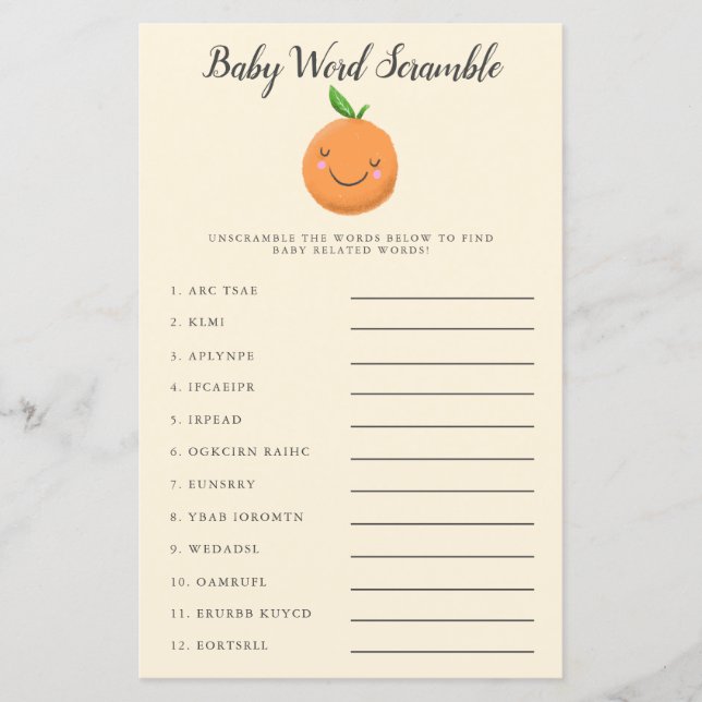 Little Cutie Baby Word Scramble Game Yellow (Front)