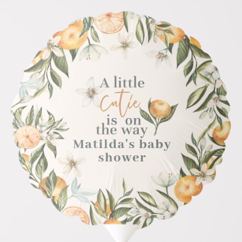 Little Cutie BabyShower Personalized Citrus Orange Balloon