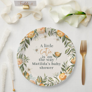 Little Cutie BabyShower Personalized Citrus Orange Paper Plates