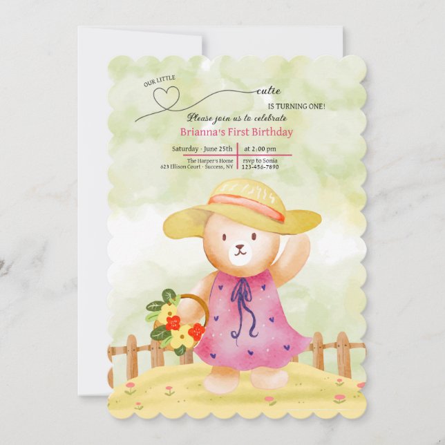 Little Cutie Birthday Invitation (Front)