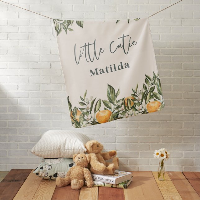 Little cutie blossom citrus orange rustic foliage baby blanket (In Situ)