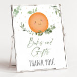 Little Cutie Books and Gifts Baby Shower Sign<br><div class="desc">This design features lush watercolor greenery with a cute clementine.</div>