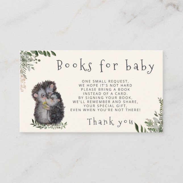 Little cutie books for baby ticket enclosure card. (Front)