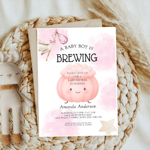 Little Cutie Bow Pink Pumpkin girl Baby Shower Invitation