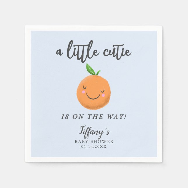 Little Cutie Boy Baby Shower Clementine Napkins (Front)