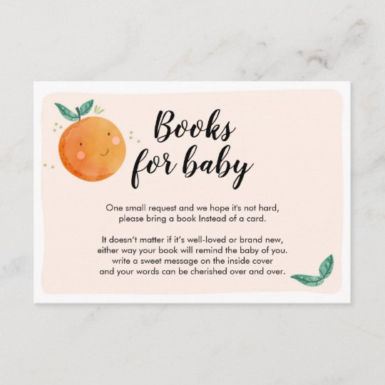 Little Cutie Bring a Book Card Orange Baby Shower