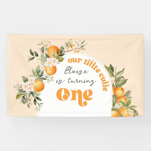 Little cutie citrus 1st birthday party banner