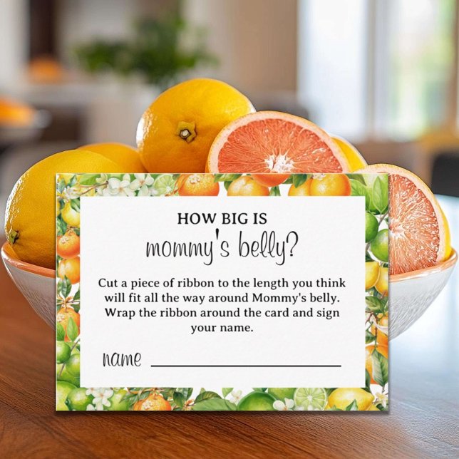 Little Cutie Citrus Baby Shower Belly Guessing Enclosure Card (Creator Uploaded)