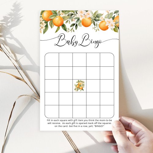 Little cutie citrus baby shower bingo game