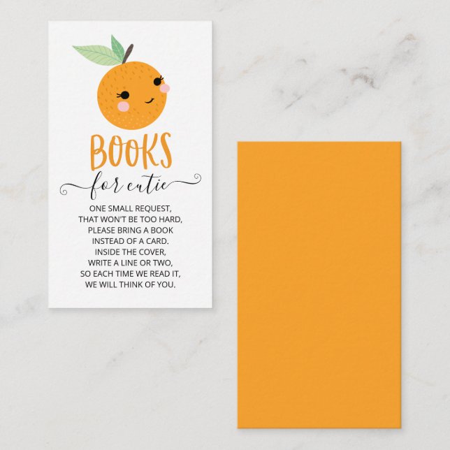 Little Cutie Citrus Baby Shower Book Request Enclosure Card (Front/Back)