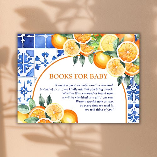 Little Cutie Citrus Baby Shower Books for Baby Enclosure Card