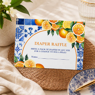 Little Cutie Citrus Baby Shower Diaper Raffle Card