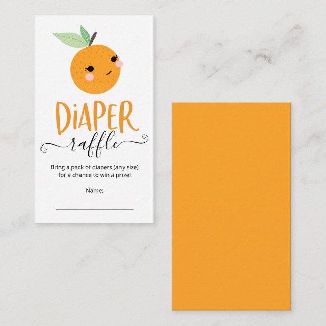Little Cutie Citrus Baby Shower Diaper Raffle Enclosure Card (Front/Back)