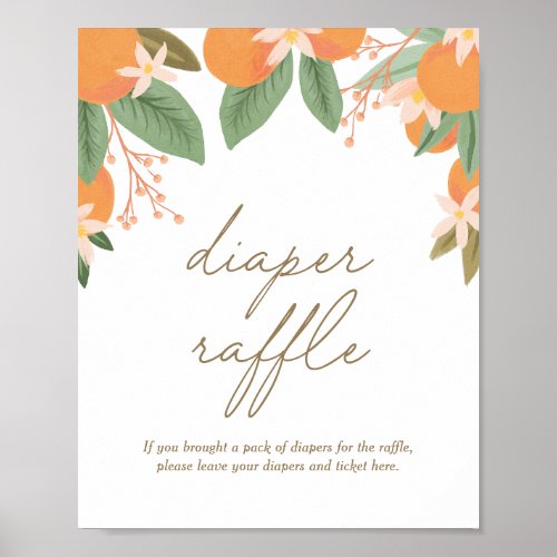 Little Cutie Citrus Baby Shower Diaper Raffle Sign