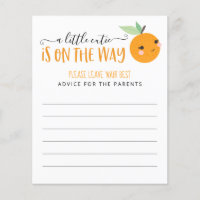 Little Cutie Citrus Baby Shower Game Advice Cards