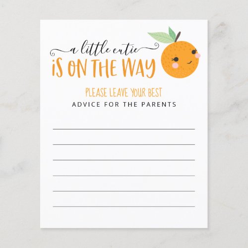Little Cutie Citrus Baby Shower Game Advice Cards