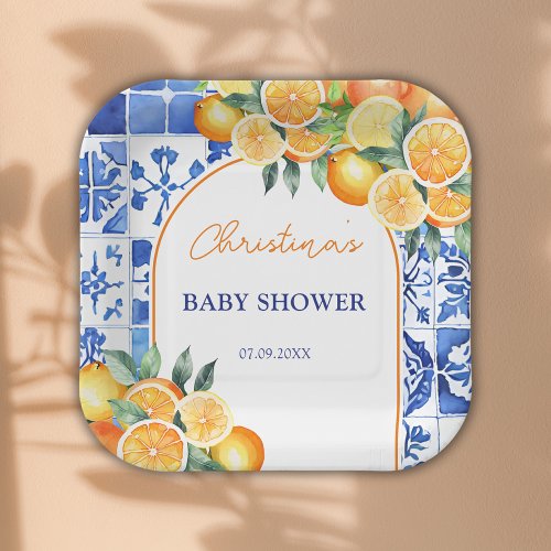 Little Cutie Citrus Baby Shower Paper Plates