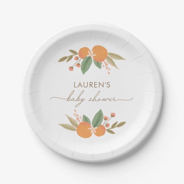 Little Cutie Citrus Baby Shower Paper Plates (Front)