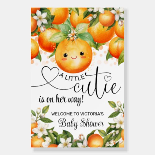 Little Cutie Citrus Baby Shower Welcome Sign