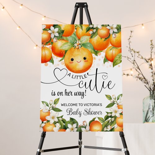 Little Cutie Citrus Baby Shower Welcome Sign