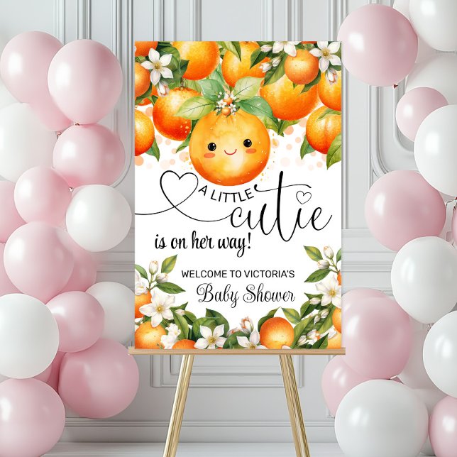 Little Cutie Citrus Baby Shower Welcome Sign (Girl little cutie citrus baby shower welcome sign. Simply add your event details.)