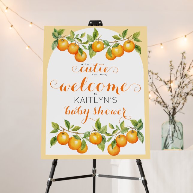 Little Cutie Citrus Baby Shower Welcome Sign (In Situ (Stand))