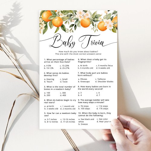 Little cutie citrus baby trivia game