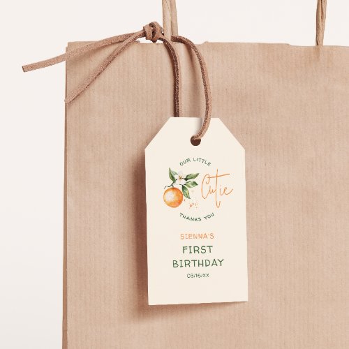 Little Cutie Citrus Birthday Thank You Favor Tags