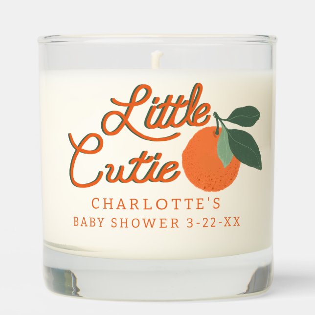 Little Cutie Citrus Botanical Baby Shower Scented Candle (Front)